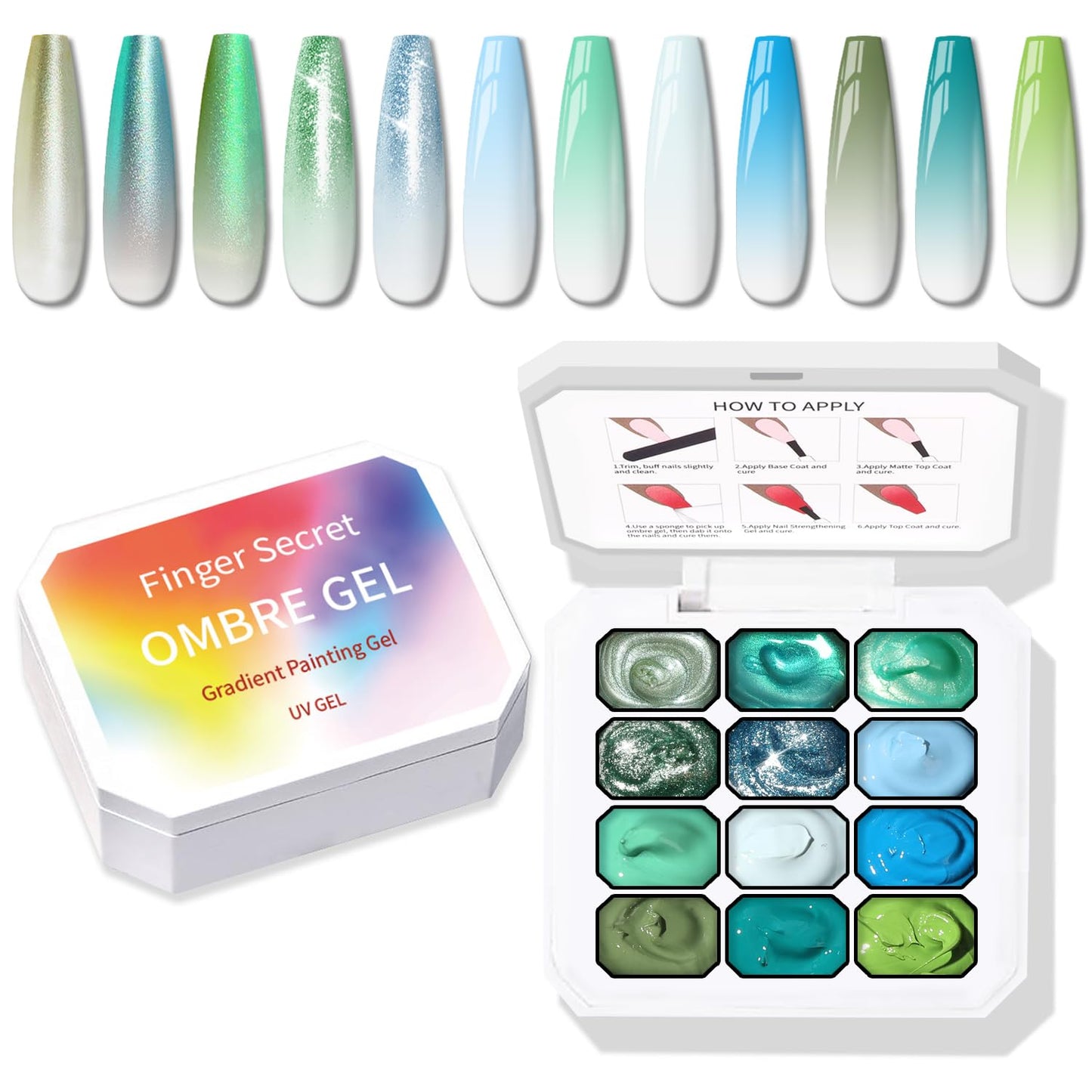 Sponge Pat Paint Nail Gel, Ombre Nails Gradient Gel Nail Blush Blooming Aura Nails Drawing Stripper Floral Painting DIY Nail Art, No Wipe, UV/LED Curing (12 Colors E)-Velvo Beauty