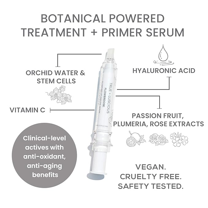 True + Luscious Flowerdose Lip & Eye Serum – 2-in-1 Lip Plumping & Eye Serum for Dry Lips and Dark Circles – Intensely Hydrating, Anti-Aging Formula – 0.5 oz-Velvo Beauty