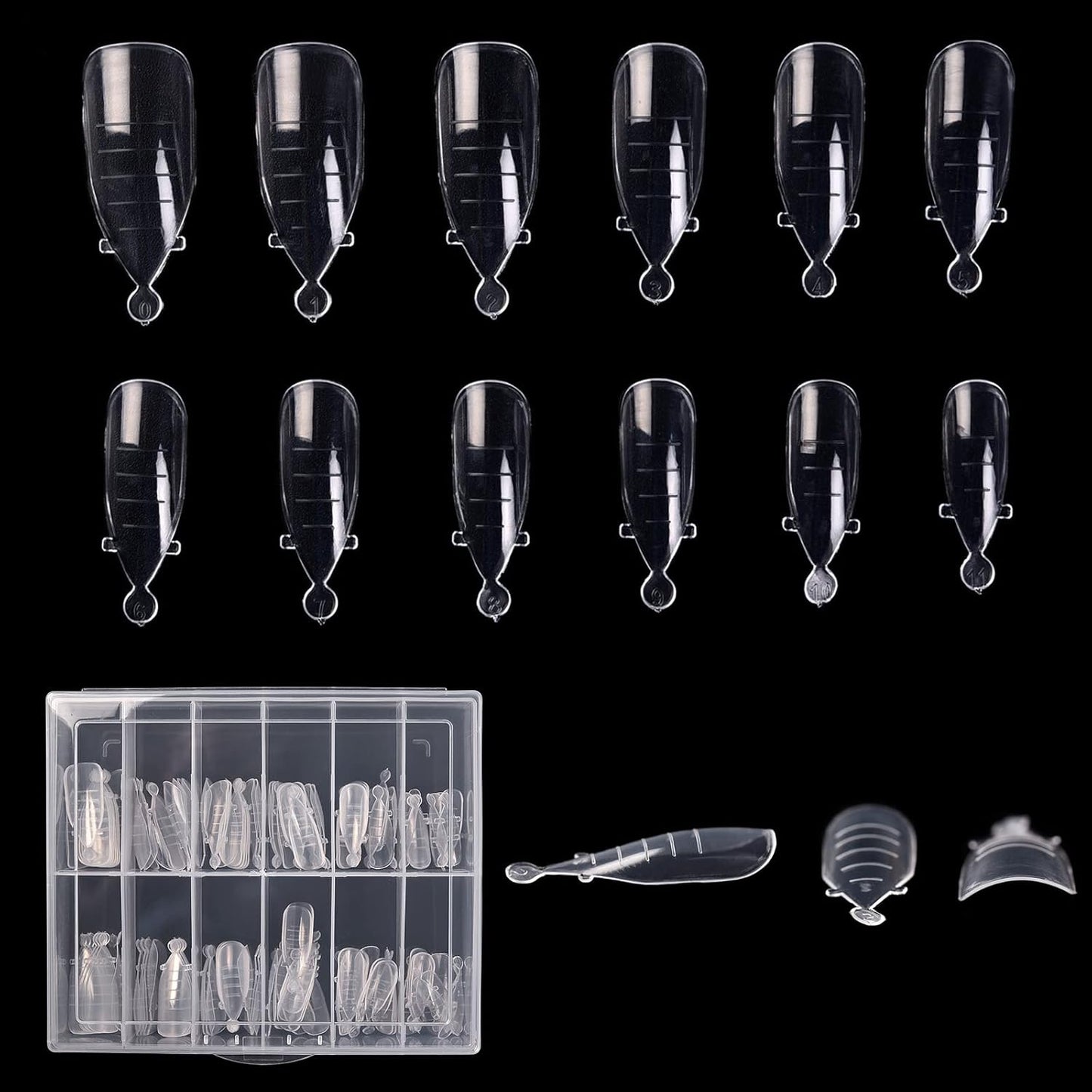 KADS 120PCS Clear Full Cover Dual Nail System Form UV Gel Acrylic Nail Art Mold Artificial Nail Tips with Scale for Extension (MODEL 9)-Velvo Beauty