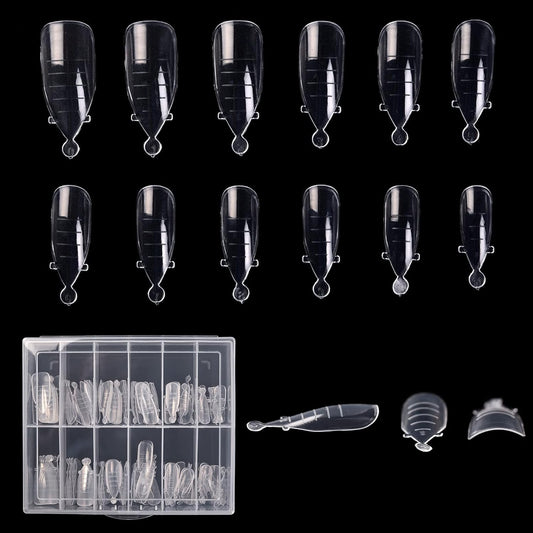 KADS 120PCS Clear Full Cover Dual Nail System Form UV Gel Acrylic Nail Art Mold Artificial Nail Tips with Scale for Extension (MODEL 9)-Velvo Beauty
