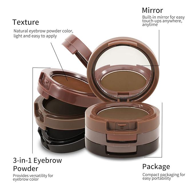 Boobeen 3 Color Eyebrow Powder Palette, Waterproof Eyebrow Makeup, Brow Definer to Shape Perfect Brow-Velvo Beauty