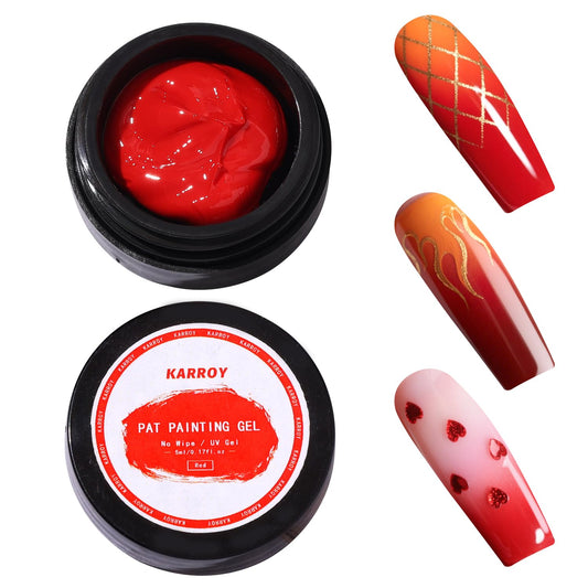 Sponge Pat Paint Nail Gel, Blending Colors Ombre Nails Gradient Gel Nail Blush Blooming Aura Nails Drawing Stripper Floral Painting Nail Art, No Wipe, UV/LED Curing 5ml 1PC (Red)-Velvo Beauty