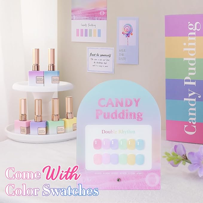 Double Rhythm 6 Pcs 15 ML Gel Polish Set Same Color Same Bottle Soak Off Gel Polish Kit Nail Art Manicure Salon DIY at Home for Women (Jelly Pink Purple Green Yellow Blue-T6-22)-Velvo Beauty