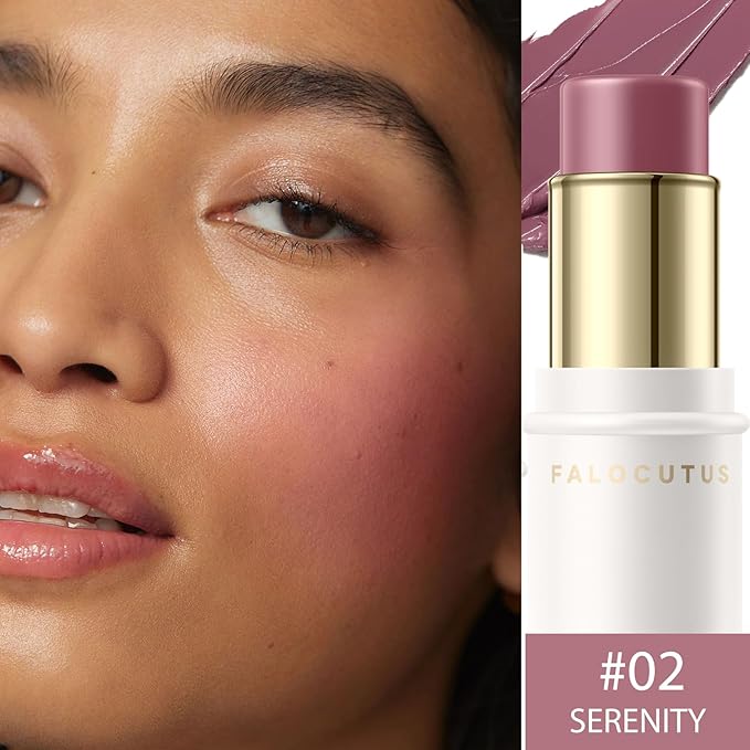 2Pcs Cream Blush Makeup Stick,Monochromatic Multi-Stick Face Blush for Cheek,Lip and Eye,Matte and Dewy Finish for Long Wearing,Easy Application.SERENITY-Velvo Beauty