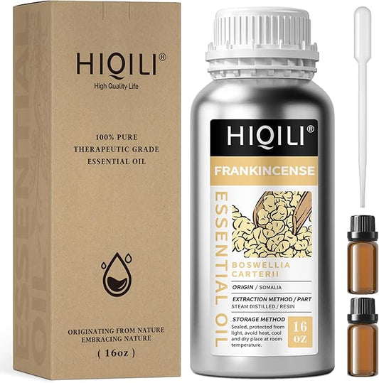 HIQILI 16 Fl Oz Frankincense Essential Oil, for Massage Skin Care, Diffuser, Aromatherapy, 100% Pure Undiluted-Velvo Beauty
