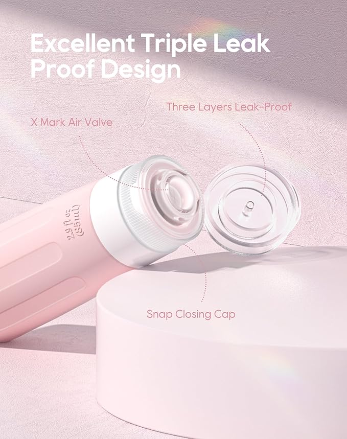 Morfone 16 Pack Silicone Travel Bottles Set for Toiletries TSA Approved Travel Containers Leakproof Squeezable Refillable Accessories 2oz 3oz for Shampoo Conditioner Lotion Liquids (Black Pink)-Velvo Beauty