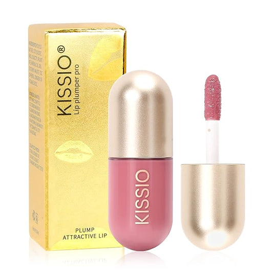 KISSIO Lip Plumper,Color Lip Plumper Gloss,Lip Enhancer,Plant Extracts Plumping Lip Serum,Moisturizing Lip Gloss for Fuller Lips and Hydrated Beauty Lips 5.5ml (02 Fig tea)-Velvo Beauty