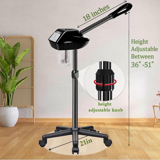 Professional Face Steamer on Wheels,Ozone Face Steamer for Deep Facial Cleansing-Velvo Beauty