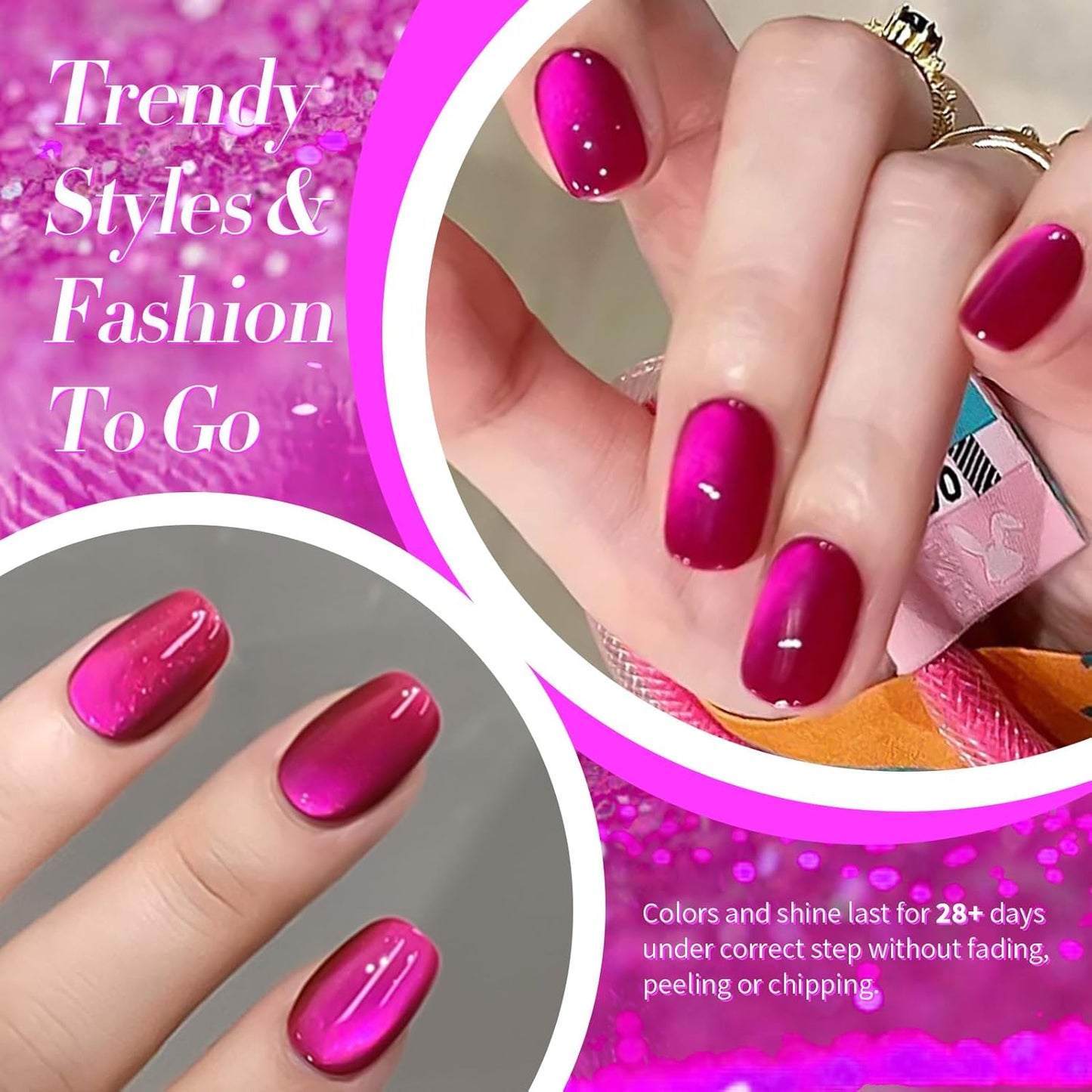 Born Pretty Cat Magnetic Eye Gel Nail Polish, Dragon Fruit Hot pink Glass Cat Magnetic Gel, Glass Shiny Effect Soak Off Nail Art Salon Manicure Home Gift 15ml-Velvo Beauty