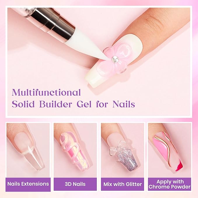 MIZHSE Solid Builder Gel for Nails, 60g Large Capacity Clear 3D Sculpting Gel for Nails Hard Gels Non-Sticky Hand Carving U V/LED Extension Gels with 3D Mold Nail Art Salon Home DIY-Velvo Beauty