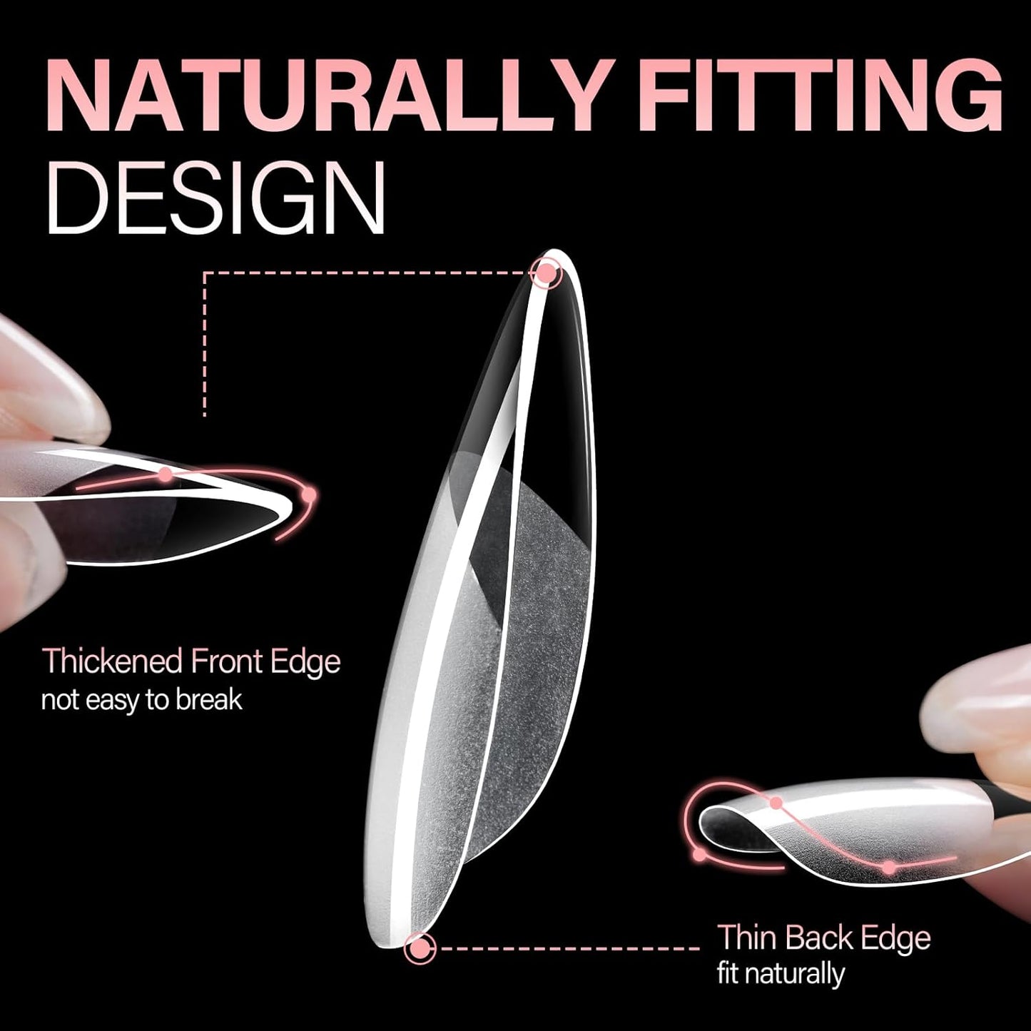 AILLSA Medium Almond Nail Tips - 450pcs Thickened False Nail Tips Half Matte Nails Tips, Fake Nails Nail Extension for Manicure-Velvo Beauty