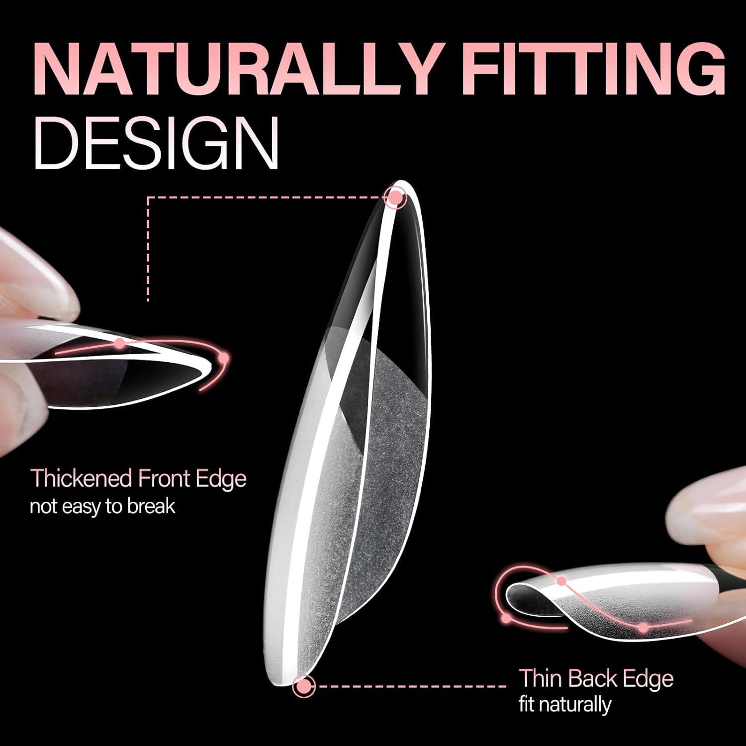 AILLSA Medium Almond Nail Tips - 450pcs Thickened False Nail Tips Half Matte Nails Tips, Fake Nails Nail Extension for Manicure-Velvo Beauty