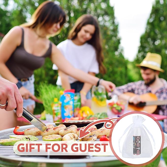 Demissle 50 Pcs Baby Shower Lip Balm Gift Set with 100 Pcs Organza Bags Baby Shower Party Favor for Guest Thank You Tag Rope Baby Shower Party Decoration Gender Reveal Souvenirs (Bbq)-Velvo Beauty