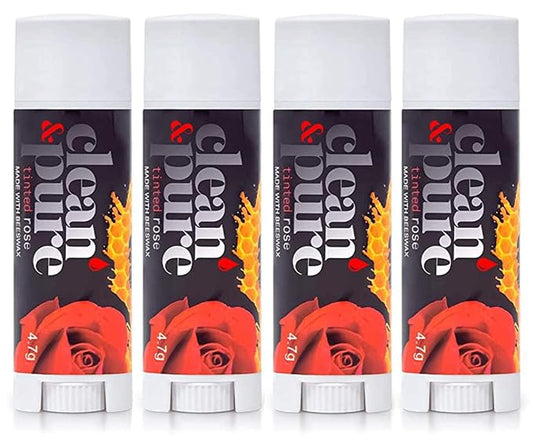 Lip Balm 4-Pack (Tinted Rose) | Lip Care Set With 100% All Natural Beeswax | Vitamin E Oil | Flavored Lip Balm for Dry, Chapped Lips | Made in Australia…-Velvo Beauty