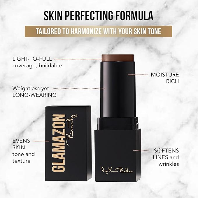 Glamazon Second to None Foundation Stick, Chocolate Mousse, Light-to-Full Coverage, Weightless Makeup With a Glowy Natural Finish-Velvo Beauty