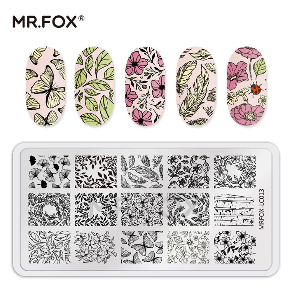 MR.FOX Nail Stamping Plate Set, 5Pcs Nail Art Stamp Kit Templates for Women with Plenty of Images-Velvo Beauty