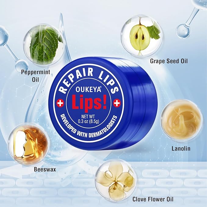 Lip Balm Treatment with Beeswax, Peppermint Oil,Natural Formula Lip Balm with Vitamin E & C Lips Daily Conditioning 24 hrs Long-lasting Moisture, Gentle Exfoliation Prevent Dryness & Chapping-Velvo Beauty