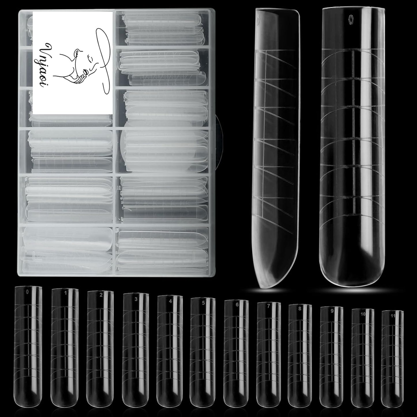 120 Pcs Poly Extension Gel Dual Nail Forms - Long U-Shaped Thickened Coffin Nail Molds for Gel Manicure & Salon DIY at Home-Velvo Beauty