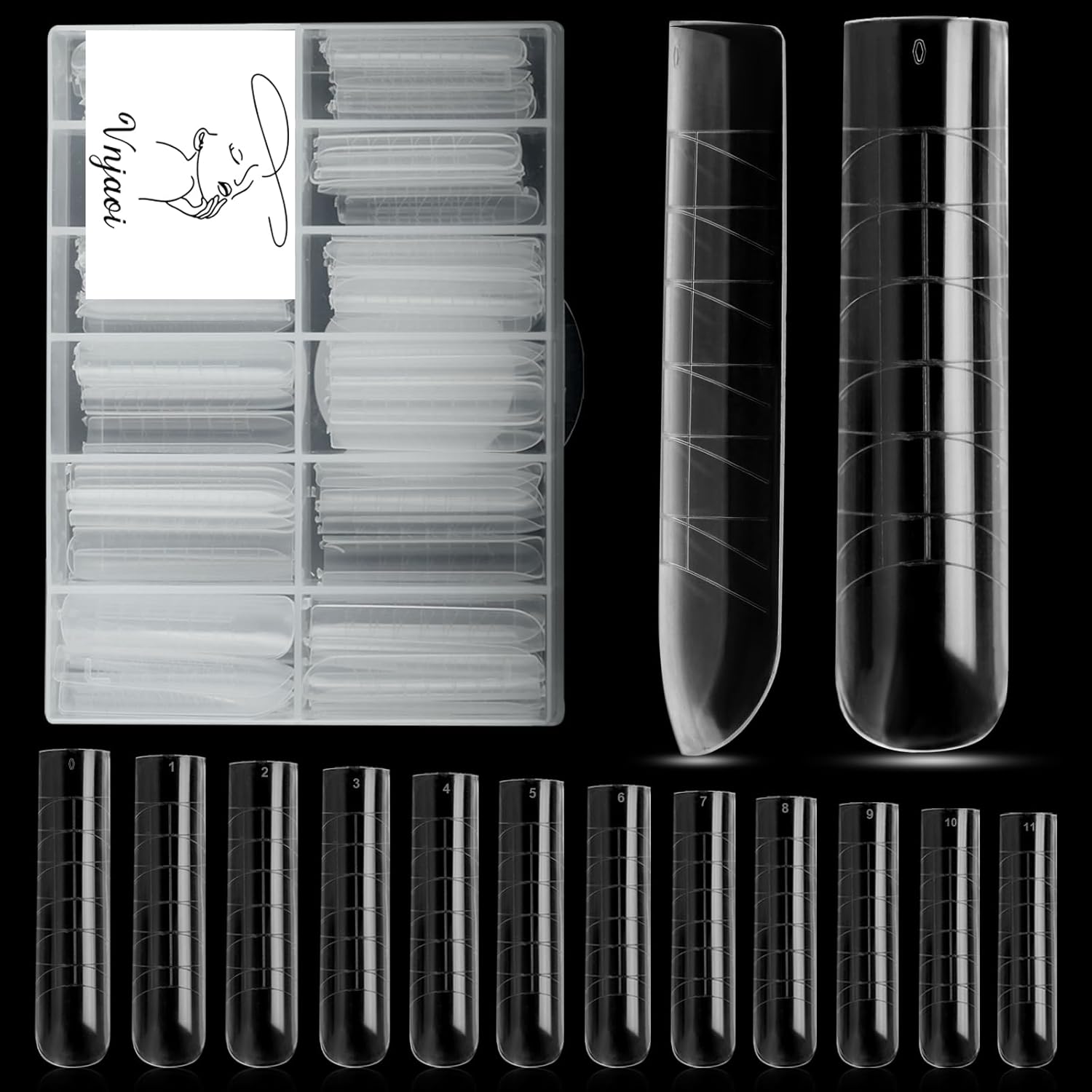 120 Pcs Poly Extension Gel Dual Nail Forms - Long U-Shaped Thickened Coffin Nail Molds for Gel Manicure & Salon DIY at Home-Velvo Beauty