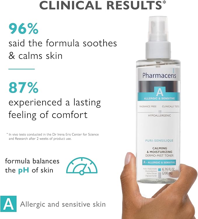 Calming Mist Toner, Soothing & Hydrating Face Mist for Sensitive & Allergy-Prone Complexion; Restores pH, Refreshes & Supports Skin’s Barrier & Microbiome Puri-SENSILIQUE, 6.76 fl oz-Velvo Beauty
