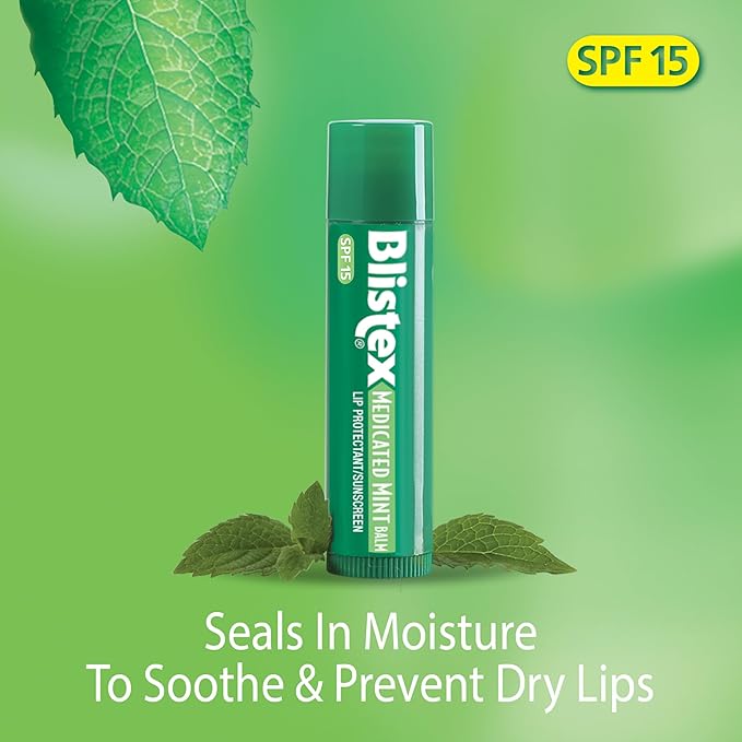 Blistex Medicated Mint Lip Balm, 0.15 Ounce (Pack of 24) – Prevent Dryness & Chapping, SPF 15 Sun Protection, Seals in Moisture, Hydrating Lip Balm, Easy Glide Formula for Full Coverage-Velvo Beauty