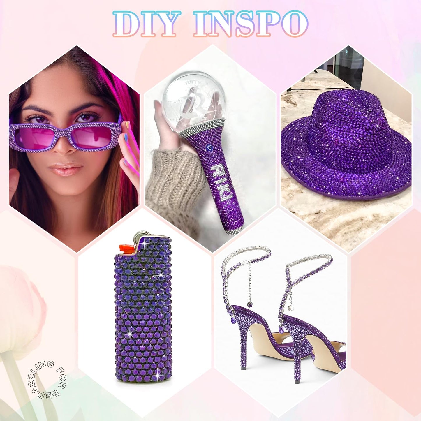 30000Pcs Resin Purple Rhinestones for Bedazzling Crafting with b7000 Jewelry Glue, Bulk Flatback Gems Bedazzler Kit for Crafts Clothes Shoes Fabric Nail Diamond Art, Assorted Size 2/3/4/5/6mm-Velvo Beauty