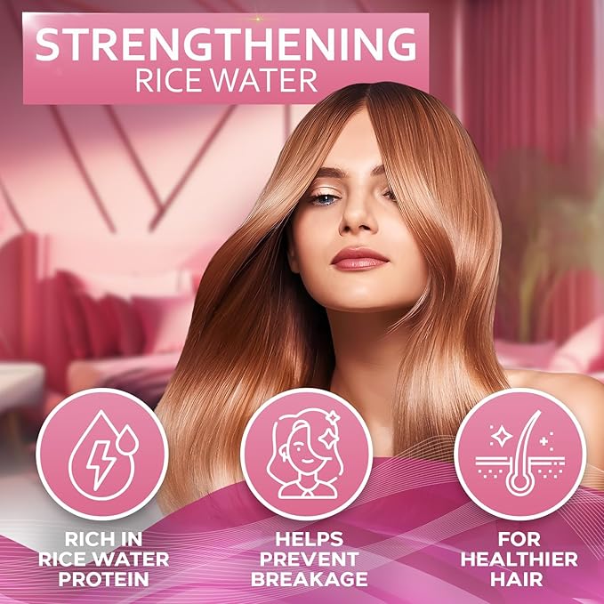 Rice Water Spray for Hair - With Rosemary, Biotin and Castor Oil - Tonic for Women and Men with Thinning Hair - Fermented Thickening Treatment to Fight Hair Fall - Daily Strengthening Leave In Formula-Velvo Beauty