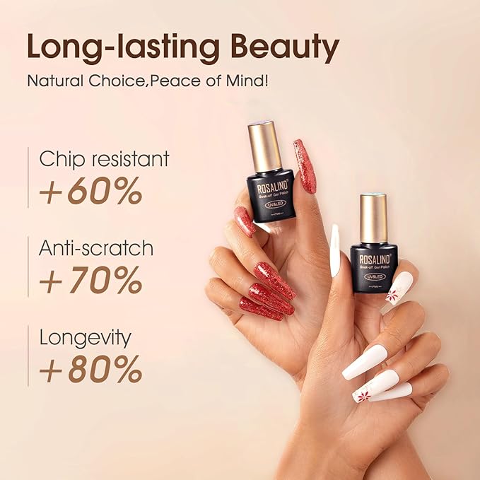 ROSALIND 8 PCS Nail Prep Dehydrator and Primer with Base Coat Top Coat, Glossy Glitter Matte Top Coat for Acrylic Gel Nail Polish Nail Art Supplies Gift-Velvo Beauty