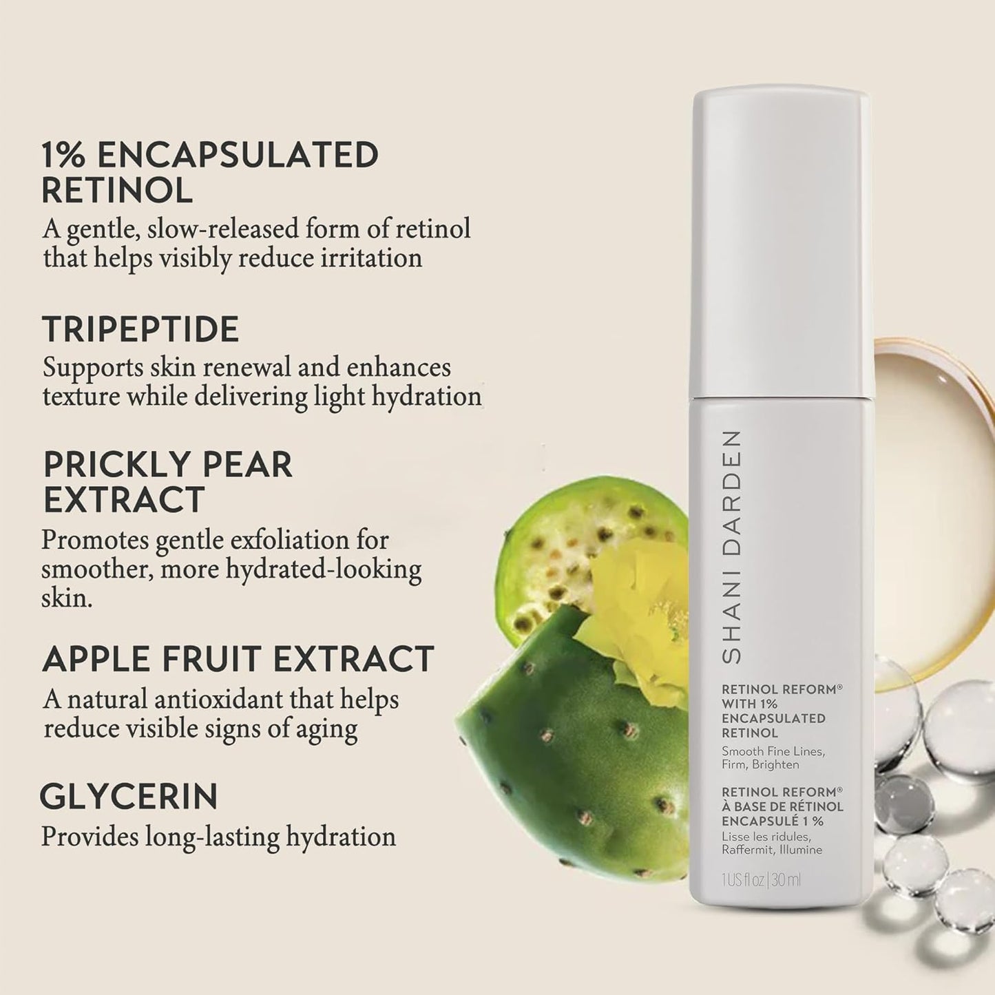 SHANI DARDEN SKIN CARE Retinol Reform with 1% Encapsulated Retinol Serum for Face & Neck, Gentle Slow-Release Face Serum with Tripeptide for Wrinkles, Fine Lines & Uneven Tone, 1 fl oz-Velvo Beauty