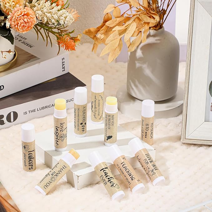 30 Pcs Back to School Teacher Gifts Bulk Lip Balm Favors Thank You Gifts for Teachers with Inspirational Quote Gifts Lip Balm Christmas Thanksgiving Gifts for Teachers Welcome Back to School-Velvo Beauty