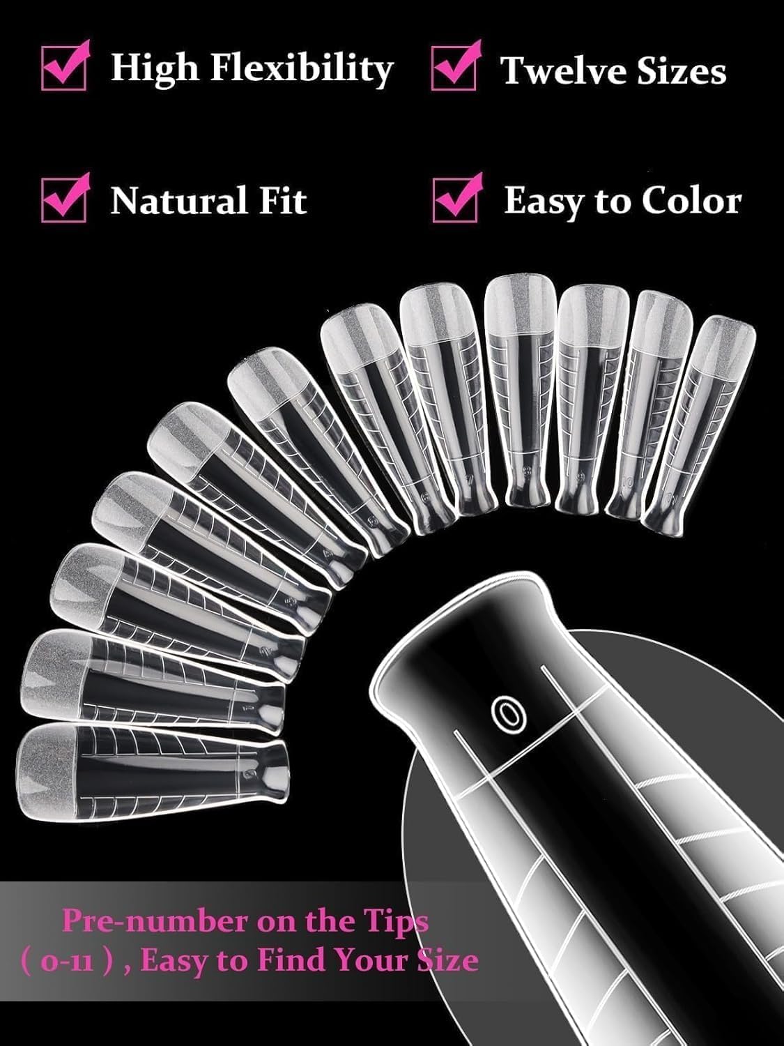 EBANKU 120Pcs Poly Gel Nail Forms, T-Shape Matte Dual Forms Clear Nail Tips Mold for Builder Gel Square Nail Extension Manicure Tools Salon-12 Sizes-Velvo Beauty