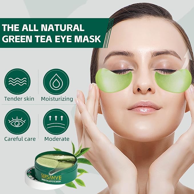 Under Eye Mask,30 pairs Green Tea Extract Anti-Aging Under Eye Mask, Firming Eye Mask, Green Tea Eye Patches,for Eye Moisturizing Dark Circles, Wrinkles, Fine Lines, Under Eye Bags-Velvo Beauty