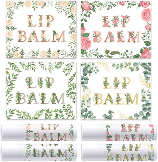 OLYCRAFT 100Pcs Self-Adhesive Lip Balm Tag Stickers 1.7x2.1 inch Waterproof Adhesive Label with Flower Patterns Rectangle Lipstick Tag Sticker for Lip Balm Container Tubes Lipstick Wrapping Decoration-Velvo Beauty