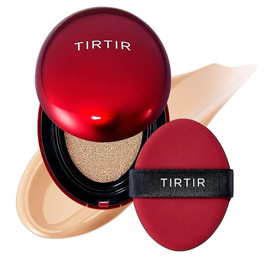 TIRTIR Mask Fit Red Cushion Foundation | Japan's No.1 Choice for Glass skin, Long-Lasting, Lightweight, Buildable Coverage, Semi-Matte (22N Shell Beige, 0.63 Fl Oz (Pack of 1))-Velvo Beauty