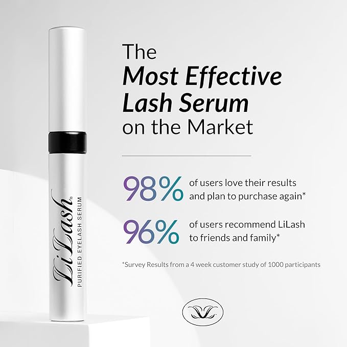 LiLash Purified Eyelash Serum to Grow Longer & Fuller-Looking Lashes - Eyelash Growth Enhancer, Safe for Use with Contacts, Lash Extensions, Sensitive Eyes - Vegan & Cruelty-free (2mL, 90-Day Supply)-Velvo Beauty