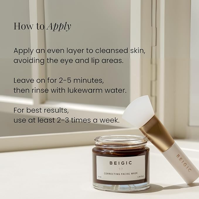 BEIGIC Correcting Facial Mask - Vegan Pore Tightening Face Mask with Coffee Bean Powders, Sucrose & Coconut Oil for smooth, even-toned & moisturized skin (2.36 Fl. Oz)-Velvo Beauty