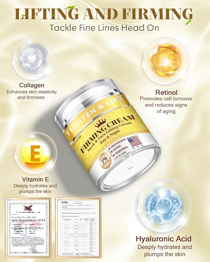 3% Retinol Cream Face Moisturizer, Anti Aging Neck Firming Cream with Collagen, Day & Night Face Cream with Hyaluronic Acid, Lifting & Tightening Wrinkle for Women & Men (1.51 Fl Oz (Pack of 1))-Velvo Beauty