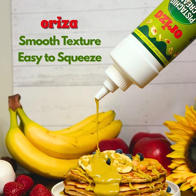Oriza Pistachio Cream Topping, 28oz Bottle – Premium Pistachio Spread with 30% Pistachios, Palm Oil Free, Non-GMO, Natural Color – Dessert, Latte & Baking Cream-Velvo Beauty