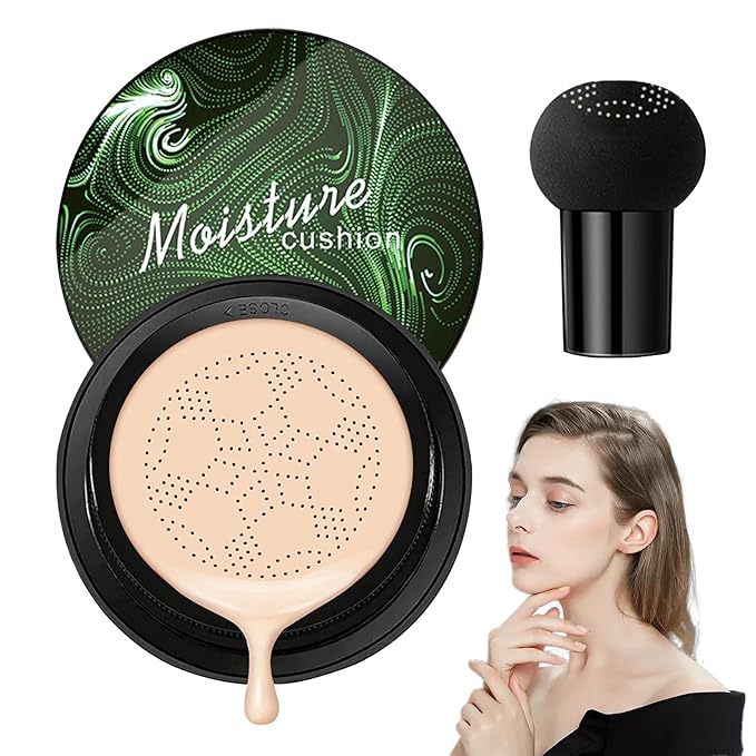 Mushroom Head Air Cushion CC Cream Foundation Makeup,Moisturizing Non-Greasy BB Cream Foundation,Long Lasting Matte Concealer Full Coverage Face Makeup Liquid Foundation for All Skin Types(Ivory)-Velvo Beauty