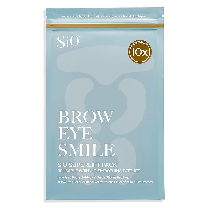 SiO Beauty SuperLift Pack - Wrinkle-Smoothing, Medical-Grade Silicone Patches for Fine Lines - Reusable Up to 10x - Cruelty-Free & Eco-Friendly Beauty Patches for Smile Lines & Crows Feet - 5 Patches-Velvo Beauty