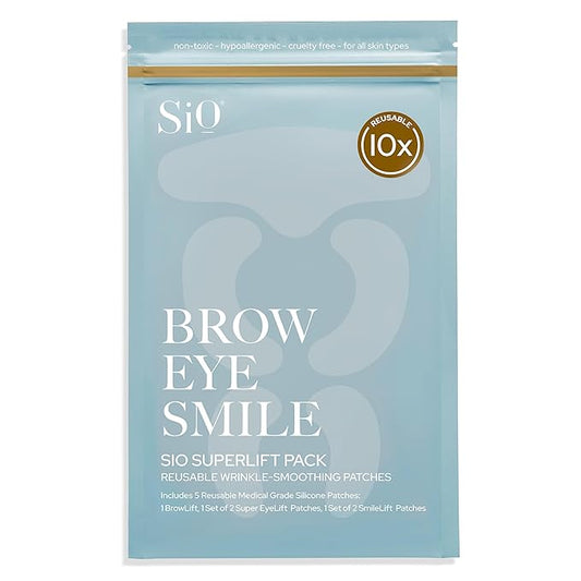 SiO Beauty SuperLift Pack - Wrinkle-Smoothing, Medical-Grade Silicone Patches for Fine Lines - Reusable Up to 10x - Cruelty-Free & Eco-Friendly Beauty Patches for Smile Lines & Crows Feet - 5 Patches-Velvo Beauty