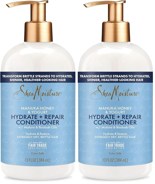 SheaMoisture Hydrate & Repair Conditioner for Damaged Hair Manuka Honey & Yogurt Shea Butter 13 oz (Pack of 2)-Velvo Beauty