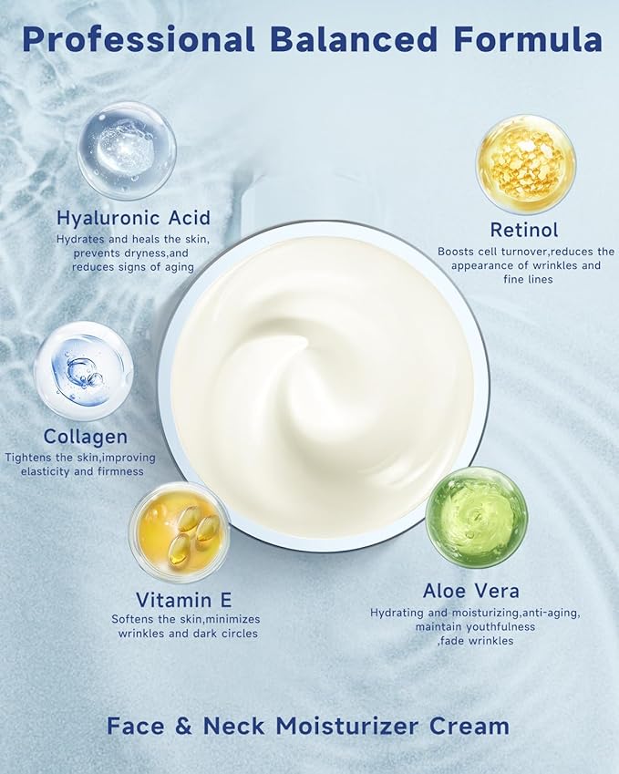 Retinol Cream for Face, Collagen Neck Creams for Tightening and Firming, Anti Aging Day & Night Facial Moisturizer for Women & Men, Instant Face Lift Wrinkle Cream 1.7 fl. oz.-Velvo Beauty