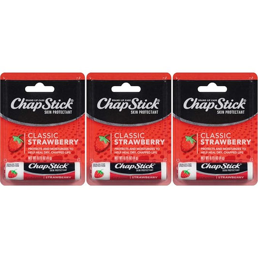 Chapstick Lip Balm-Classic Strawberry 3 Pack-Velvo Beauty
