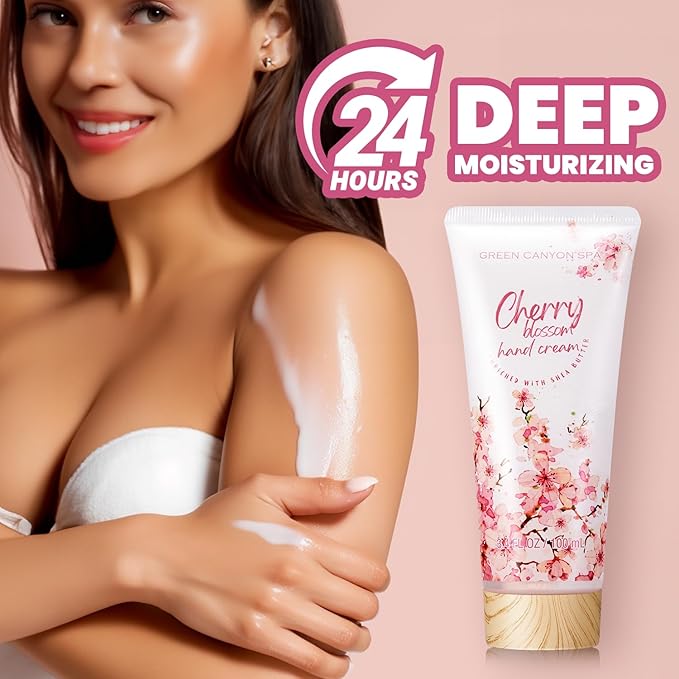 Green Canyon Spa Gift Baskets for Women Cherry Blossom Bath and Body Work Gift Set with Bubble Bath,Body Lotion Spa Gifts for Women Mothers Day Gifts for Mom-Velvo Beauty