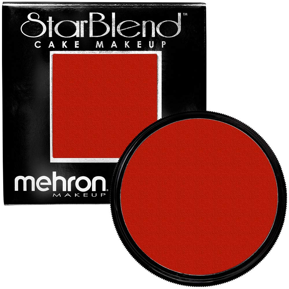 Mehron Makeup StarBlend Cake Makeup | Wet/Dry Pressed Powder | Powder Foundation | Red Face Paint & Body Paint 2 oz (56g)-Velvo Beauty