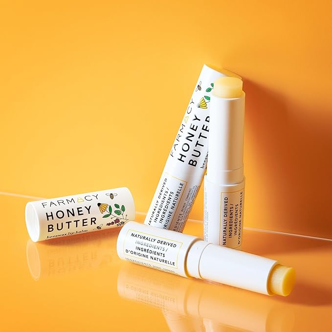 Farmacy Beeswax Lip Balm - Honey Butter Moisturizing Lip Care + Chapped Lip Treatment - Enriched with Cupuaçu + Cocoa Butters, Proprietary Honey Blend and Vitamin E to Nourish, Soften + Heal (3.4g)-Velvo Beauty