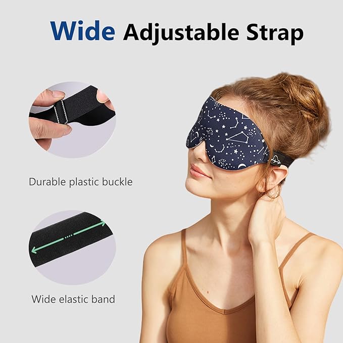 ALASKA BEAR Sleep Mask Women Men with Molded Eye Cups, Well-Contoured 3 D Extra-Plush Soft Memory Foam Blackout Eye Mask Zero Pressure on Eyelids & Eyelashes w Earplugs Set - Silent Night Stars-Velvo Beauty