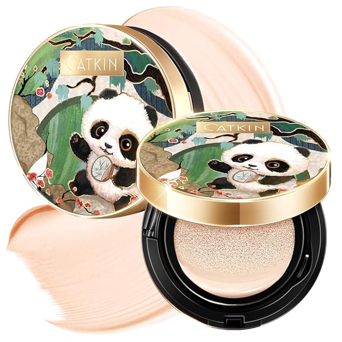 CATKIN Panda Land Full Coverage Cushion Fondation, Breathable Hydrating Nourishing Poreless Face Makeup Save for Sensitive Skin,Sheer Finish (C01 Fair)-Velvo Beauty
