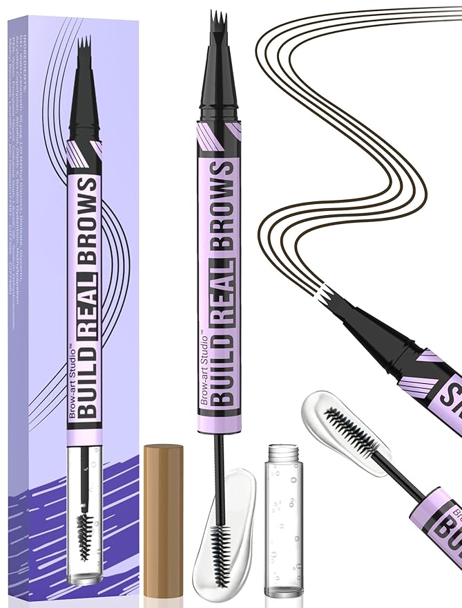 iMethod Eyebrow Pen and Eyebrow Gel - Eyebrow Pencils for Women with 4-Fork-Tip & Brow Gel Clear, Magical 2-in-1 Dual-Ended Brow Pen for Fuller-Looking Defined Brows, Stay All Day, Black Brown-Velvo Beauty